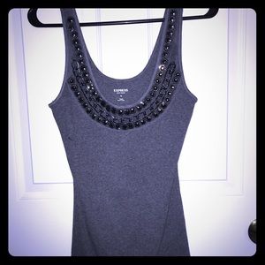 EXPRESS- grey tank with detailed collar